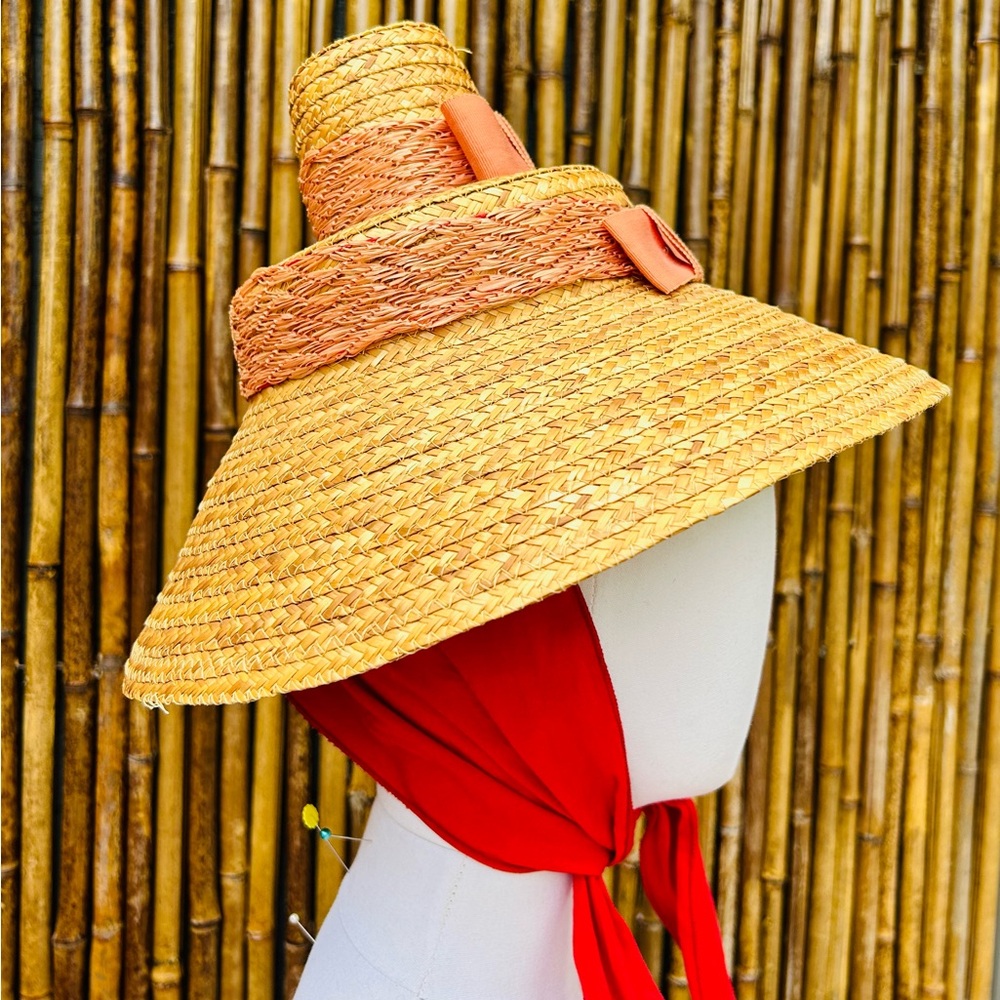 1960s Tiki Straw Hat Vintage pinup Polynesian vacation hat - Picture 5 of 9
